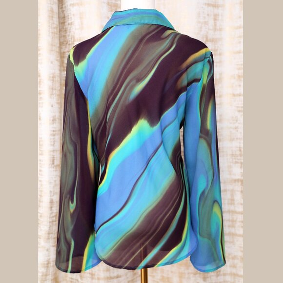 Express Blue Water Swirl Blouse Size L - Picture 2 of 3
